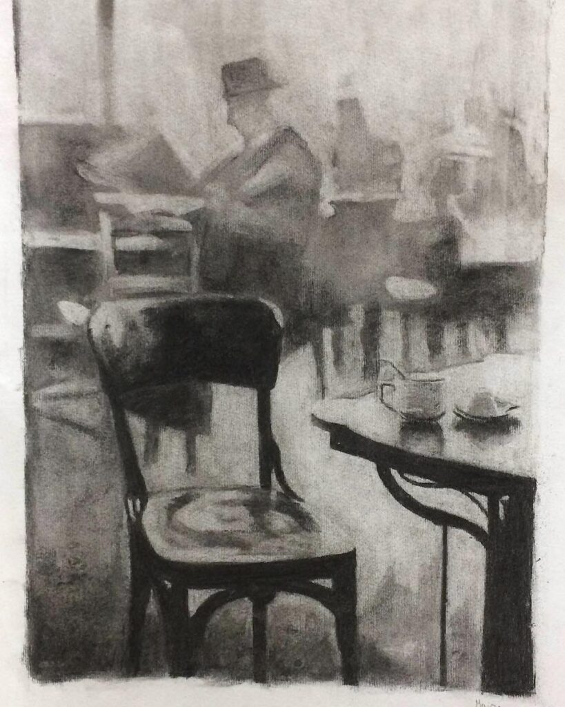 Interno di un Caffè parigino, acquarello