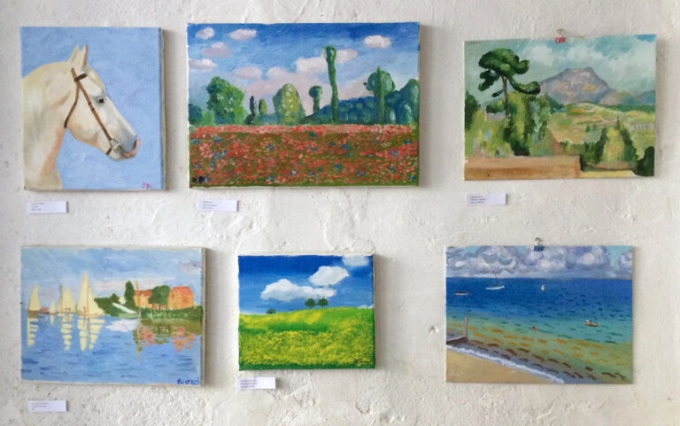 Opere ad olio di giovani allievi del corso di pittura a Firenze